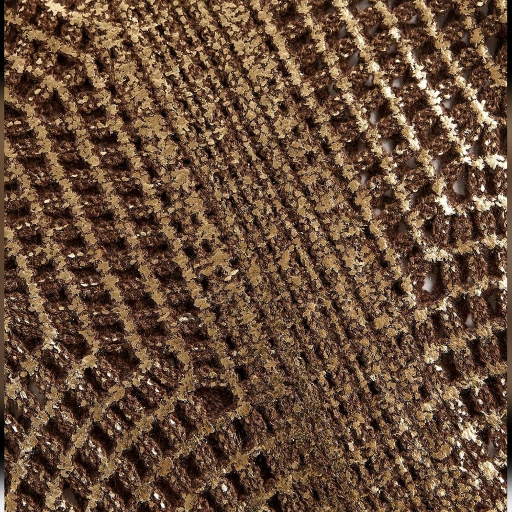 Elegant Knotted Crochet Lace Overlay Embroidered Golden Foil A-Line Skirt - Picture 8 of 12